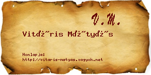 Vitáris Mátyás névjegykártya